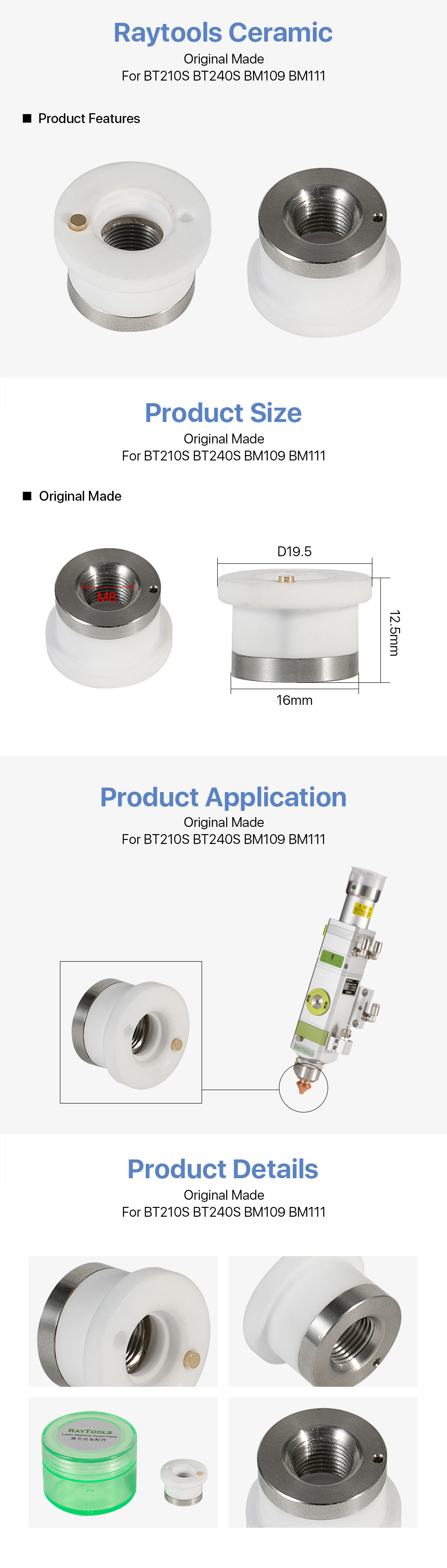 Cloudray Raytools Original 3D Laser Ceramic for Laser Cutting head