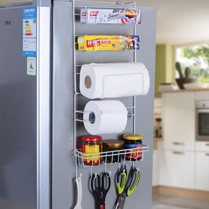 Soporte de Metal para el hogar, estante de almacenamiento para nevera, montado en la pared, con gancho colgante - Product Image 4