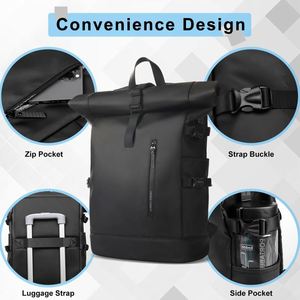 Free sample Unisex Roll Top Backpacks, Factory-Made, Premium Teens College Daypack <b>Rucksack</b>, Urban Business Office - Product Image 2