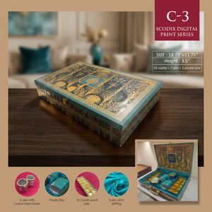 Dry Fruit Gift <b>Box</b> Scodix Digital Print Series Wooden <b>Box</b> 18.75x11.75x3.5 Inch 24 Cavity Jars Handmade Antiqu Tiny Glass World - Product Image 5