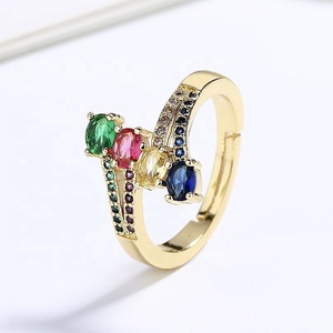 แหวนทองชุบ 18K วินเทจประดับเพชรซิคอนหลากสี สำหรับผู้หญิง ขายส่ง - Product Image 3