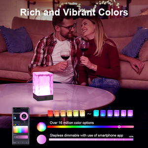 <span class=keywords><strong>Lampe</strong></span> de table LED sans fil intelligente WiFi Alexa Tuya APP Musique Synchronisation Commande vocale Abat-jour en cristal de luxe Batterie rechargeable Usb - Product Image 3