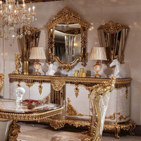 Table à manger élégante de style français, design royal de luxe, portable, 6 places, mobilier de maison, plateau en bois massif, pour la maison, les hôtels, les villas
