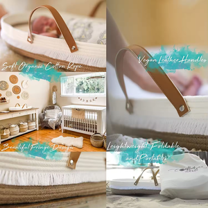 Cesta Moisés de Cuerda 100% Algodón Homeplus para Recién Nacidos, Organizador Moderno Personalizable para Pañales de Bebé, Cama <span class=keywords><strong>Plegable</strong></span> para Cambio de Pañales para Nuevos Padres - Product Image 2