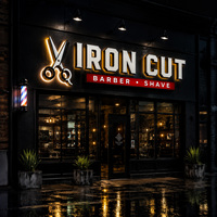 Enseigne lumineuse à lettres en relief LED rétroéclairées avec contour en acier inoxydable pour façade de restaurant