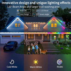 Guirlandes lumineuses de Noël décoratives pour l'<span class=keywords><strong>extérieur</strong></span>, de haute qualité, avec contrôle intelligent par application, RGB, permanentes, pour les avant-toits - Product Image 4