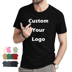 เสื้อยืดสำหรับผู้ชายเสื้อยืดผ้าฝ้ายโพลีเอสเตอร์สีทึบพิมพ์โลโก้แบบลอกลายด้วยความร้อนแบบกำหนดเองขนาดพลัสไซส์180กรัม - Product Image 1