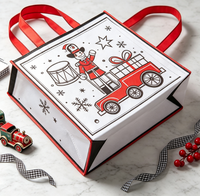 Sacs fourre-tout réutilisables en non-tissé imprimés sérigraphiés pour Noël, avec un motif d'animaux mignons pour les courses et l'emballage de cadeaux de fête