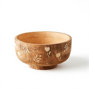 BS International Home Decorative Classic Eco-Friendly Wooden Salad <b>Bowls</b> High Quality Premium Stocked Serving <b>Bowl</b> Camping Use - Product Image 6