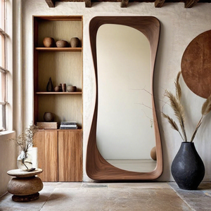 Gương toàn thân hình dạng đặc biệt Deep Walnut, gương trang điểm treo tường cao cấp, gương sàn không đều hình dạng, dùng cho phòng ngủ, nhà ở - Product Image 4