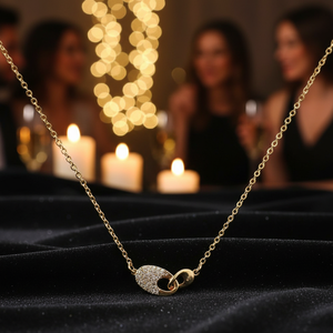 Conjunto de dos piezas de alta moda, collar de pendientes con aspecto de diamante de lujo para mujer, ropa de fiesta, Placa dorada, joyería de moda de alta calidad - Product Image 3