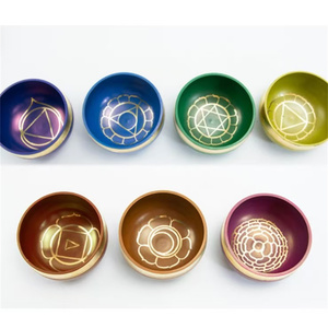 Ensemble de sept bols chantants faits à la main au Népal, bols chantants bouddhistes pour le yoga et les chants, sept chakras - Product Image 2