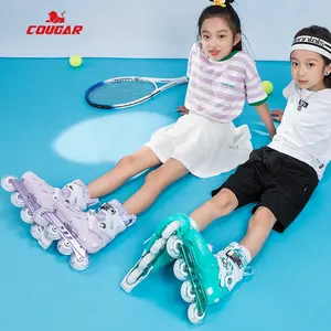 Cougar trẻ em giày trượt băng có thể điều chỉnh con lăn Inline Giày trượt patin En Linea Giày trượt tập thể dục với 4 ánh sáng lên bánh xe