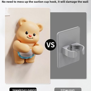 Soporte de plástico duradero con forma de oso, semimanual, para peine de baño, gancho de pared para inodoro y lavabo pequeño - Product Image 4