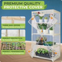 Modernes PVC-Innengewächshaus mit Wachstumsbeleuchtung - 4 Ebenen, 2 Heizmatten, 4 Dimmbare 15W Vollspektrum LED-Lichtstreifen