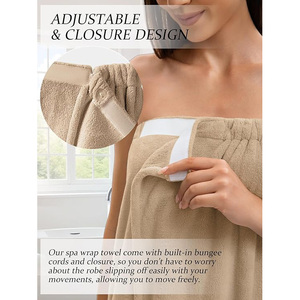 Wholesale Custom logo Shower <strong>Wrap</strong> Robe Spa Bathrobe Adjustable <strong>Velcro</strong> Microfiber <strong>Towel</strong> Bathrobe <strong>Towel</strong> Dress - Product Image 3