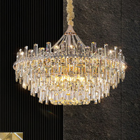 2025 nouveau américain perle chaîne cristal pendentif chambre salon lustre fer plaqué décoration luxe suspension lampe