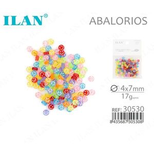 Ilan Abalorios Cuentas Multicolor con Cara Sonriente de 4x7mm, Aprox. 17g - Product Image 1