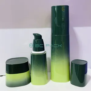High end set bej çevre dostu kozmetik seti kavanozlar ve şişeler lüks yeni tasarım ambalaj şişeleri pet plastik çocuklar için