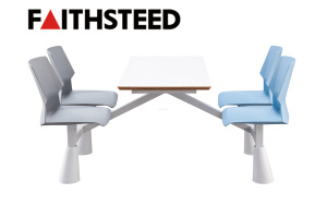 Conjunto de Mesa y Sillas Modernas para Comida Rápida, 4 Plazas, Mesa de Comedor Conectada para Restaurante, Muebles Integrados para Área de Comidas - Product Image 6