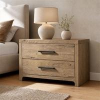 NIGHTSTAND RH DAVOS Kayu Oak Alami Terpasang Gagang Elegan Modern Ramah Apartemen Ramah Lingkungan Penyimpanan Kamar Tidur