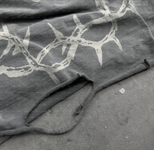 Tùy Chỉnh Lụa Màn Hình In T-Shirt Cổ Điển Bông Xé Hai Lớp Dài Waffle Tay Áo Top axit-Rửa Người Đàn Ông Của T-Shirt - Product Image 3