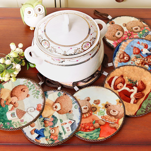 Ours de Noël Design Double Couche Liège Tapis De Table À Manger Assiette En Céramique Personnalisable Pot De Sable Ménage Bol-Isolation Thermique - Product Image 5