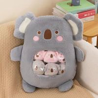 Peluche animaux mignons en forme de pudding, mini-boules rondes (poussin, ours, pingouin, lapin), un sac de jouets en peluche en forme de nourriture et de collation, coussin en peluche