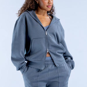 <span class=keywords><strong>Felpa</strong></span> <span class=keywords><strong>con</strong></span> cappuccio <span class=keywords><strong>con</strong></span> <span class=keywords><strong>cerniera</strong></span> doppia <span class=keywords><strong>felpa</strong></span> sportiva in pile di cotone personalizzata da donna - Product Image 1