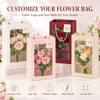 Transparante bloemboeket cadeauzakjes met handvatten voor Valentijnsdag rozen, bloemistverpakkingen, jubileum- en aanzoekgeschenken