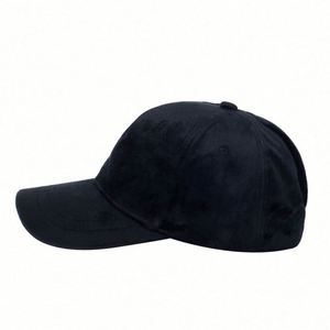 Gorra de béisbol unisex de 6 paneles con visera curva, diseño de letras en color sólido, de terciopelo de lana/poliéster, cálida, común, plateada, al por mayor y personalizada. - Product Image 5