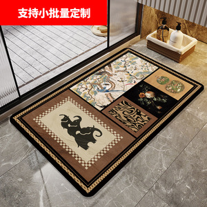 Tapis de bain en terre de diatomées, caoutchouc naturel antidérapant, motif géométrique, lavable en machine, pour salle de bain, entrée, usage domestique - Product Image 3