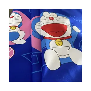 Doraemon pattern Indonesia market 2020 designs disperse print 100 poly material for bedding set and Home Textile