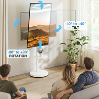 Chariot de moniteur portable YOMI avec roulettes et étagère, 17-50 pouces, rotation et inclinaison à 40°, hauteur réglable, noir, VESA 100x100