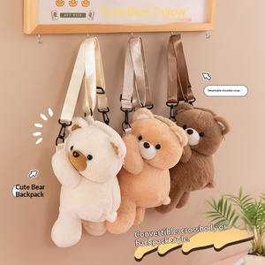 Cartoon <b>Brown</b> Bear Lie Prone Plush Doll Toys Girl Shoulder Bag Short Plush Kindergarten Children's Large Capacity <b>Backpack</b> - Product Image 3