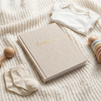 Journal de grossesse en lin avec logo personnalisé, entièrement personnalisable, estampé à l'or, livre de souvenirs pour les futures mamans