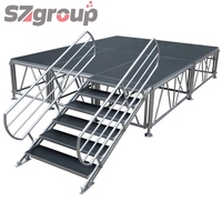 Scène modulaire portable en alliage d'aluminium à 4 pieds réglables, durable, facile à assembler, certifiée CE, haute capacité de charge, pour mariages et fêtes