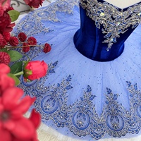 Tutu de ballet professionnel T1557 OEM ODM pour enfants, bleu, avec broderie décorative, pour compétition et spectacle de ballet