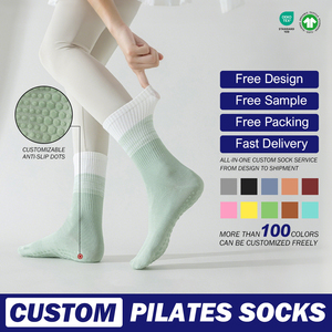 Calcetines <span class=keywords><strong>de</strong></span> Yoga antideslizantes para mujer, dos lobos, pegamento <span class=keywords><strong>de</strong></span> puntos, media pantorrilla, resistente al olor, punto plano, algodón, equipo alto para deportes <span class=keywords><strong>de</strong></span> otoño, Yoga Ballet - Product Image 2