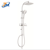 Ensemble de douche carré TM-1120 avec bouton de commande, design européen, finition chromée et inverseur pour accessoires de salle de bain