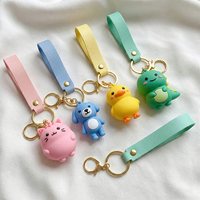 Porte-clés en silicone souple 3D personnalisé en PVC, figurine animale de dessin animé, breloque de sac, sangle de porte-clés, cadeau promotionnel en gros