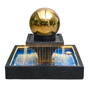 Fontaine d'eau ronde extérieure avec réservoir carré, décoration <span class=keywords><strong>de</strong></span> villa <span class=keywords><strong>de</strong></span> <span class=keywords><strong>jardin</strong></span>, grande fontaine, cascade, fontaines <span class=keywords><strong>en</strong></span> béton, étang - Product Image 2
