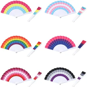 Abanico plegable de plástico para fiestas, eventos, suministros de baile, Orgullo Gay, colorido, LGBT