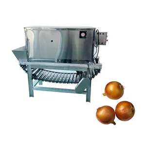 Máquina peladora de procesamiento de eliminación de piel de cebolla y ajo con flujo de aire fuerte eléctrico automático