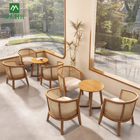 Juego de mesa y sillas de café de alta calidad, sillones de ratán de restaurante modernos nórdicos adecuados para muebles de restaurante y cafetería