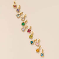 Coloré 12 pierre de naissance bricolage accessoires pendentif à breloque collier en acier inoxydable bijoux Zircon carré pendentif collier pour les femmes
