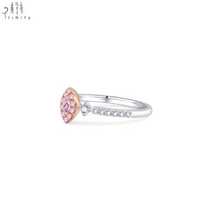Newest Products Fine Delicate Shiny Pink Diamonds Engagement Ring Jewelry 18K Solid White Rose Gold Real Natural Diamonds Ring - Product Image 4