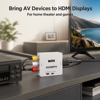 Adaptor AV ke HDTV 1080P Komposit ke Konverter HDM1 Bersertifikasi NTSC FCC Mini RCA CVBS Upscaler untuk N64 SNES PS3 Xbox DVD