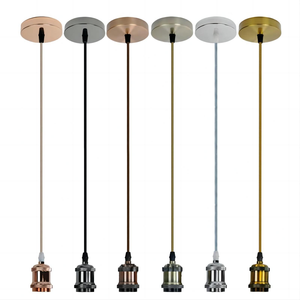 Kit de support de <span class=keywords><strong>lampe</strong></span> suspendue rétro E26/E27 avec douille à vis en aluminium, base d'ampoule en laiton et en PC, douille de <span class=keywords><strong>plafond</strong></span> et câble de 3 m - Product Image 2