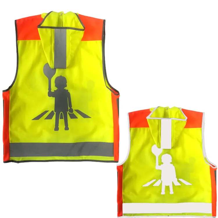 Güvenlik yelek sarı yansıtıcı çocuk güvenliği yelek çocuk ucuz kahverengi renk güvenlik çocuk ceket yüksek görünürlük iş hi vis yelek